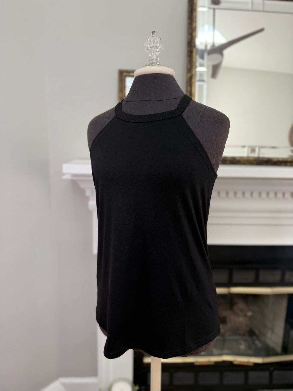 Black Halter Neck Women's Tank Top